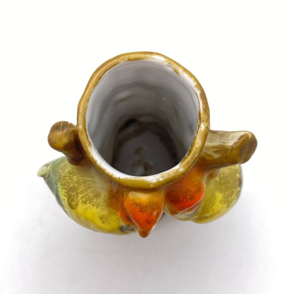 VTG Parakeet bud vase ceramic Japan Birds Budgies Love bird - Picture 7 of 8